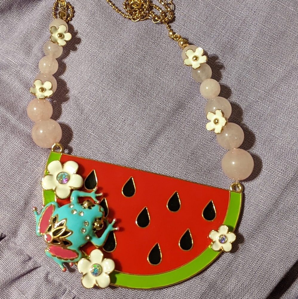 Irregular Choice Frog Watermelon Statement Necklace